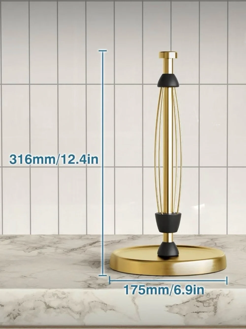 Paper Towel Holder Countertop, Gold Kitchen Accessories Decor, Stainless Steel